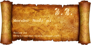 Wender Noémi névjegykártya